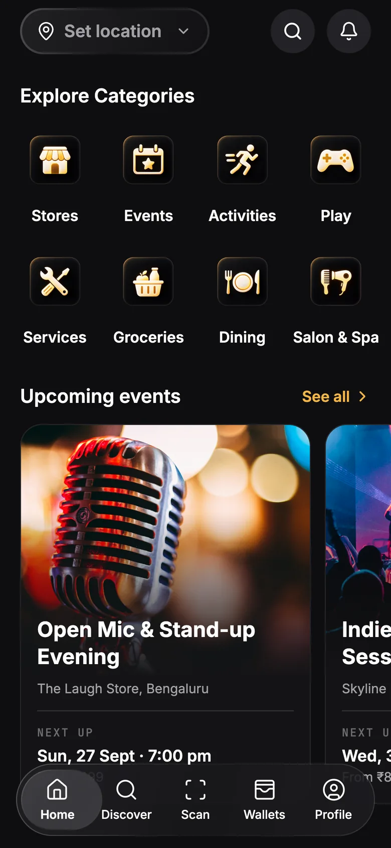The Indian Nights app home screen