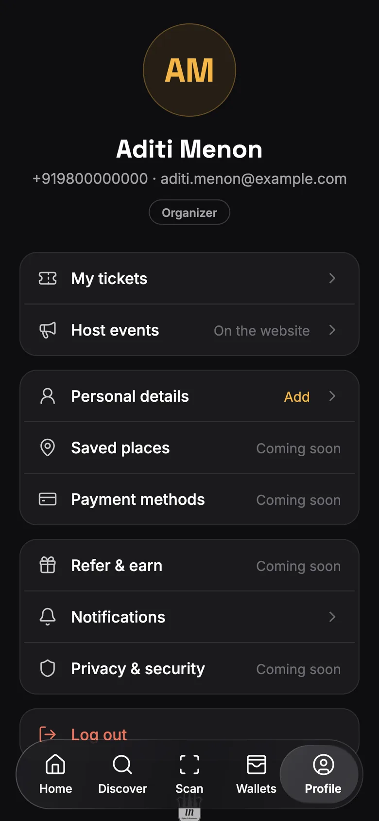 Your profile and role in the app